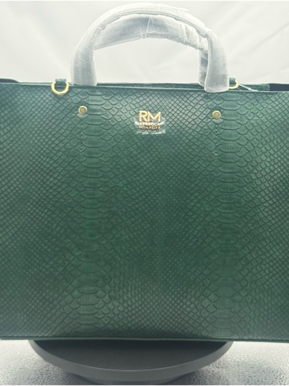 Rebecca Minkoff Green Embossed Tote with Gold Hardware